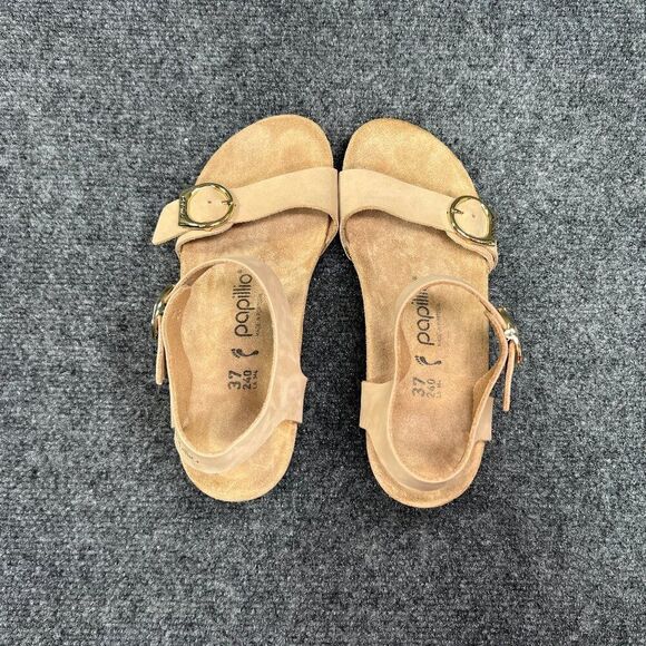 Papillio by Birkenstock Soley Wedge Sandals Women's 6.5N Tan Leather Buckle - Picture 8 of 13